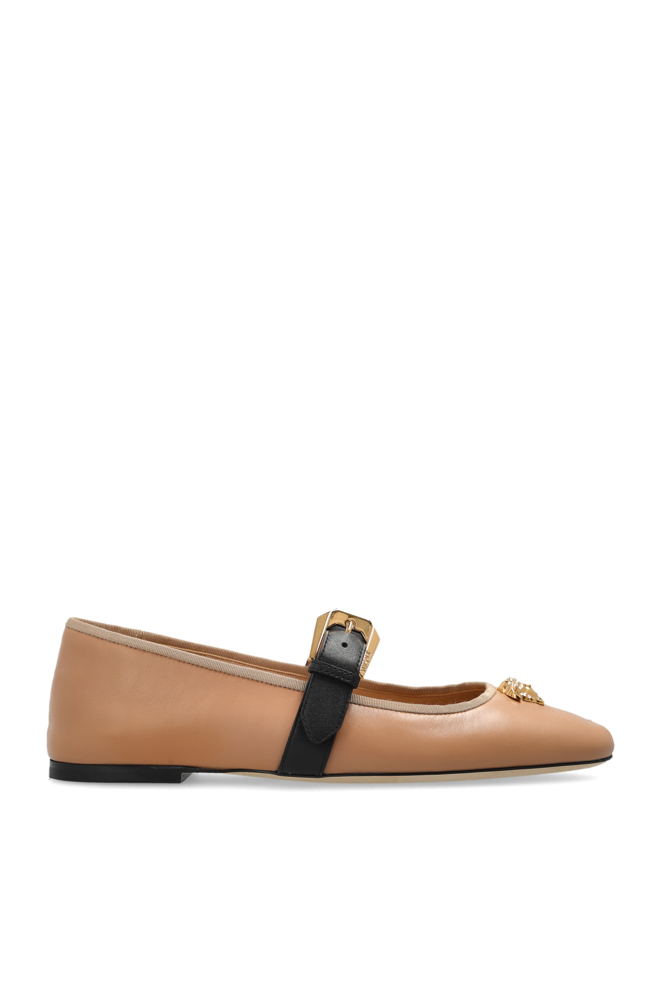 VERSACE メドゥーサ フラットシューズ ベージュ 38 Versace Leather ballet flats with Medusa head | Women's | Vitkac